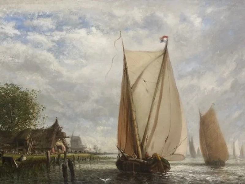1825-Auguste Herst - Estuario in Olanda